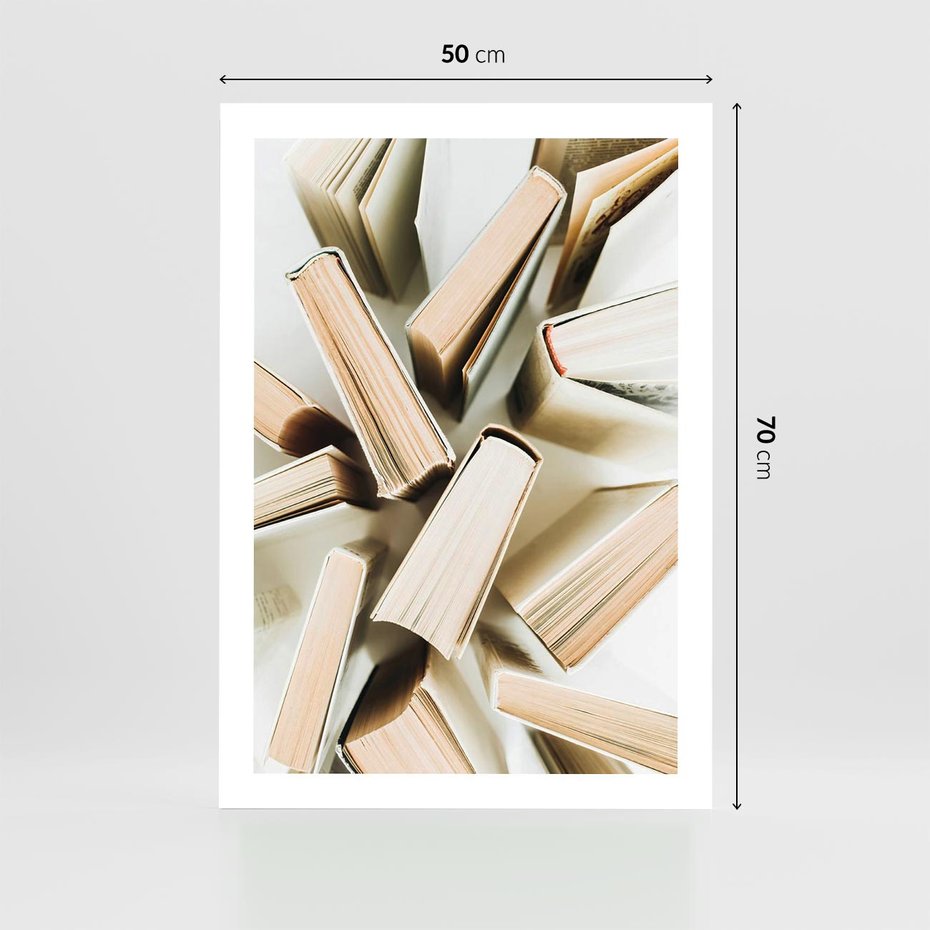 Plakat bez ramy 50x70 - Odcienie Wiedzy - książki, ujęcie z góry
