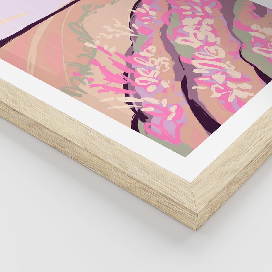 Plakat w ramie 40x50 - Harmonijny Świt - pastelowy krajobraz, nowoczesny plakat - rama drewno