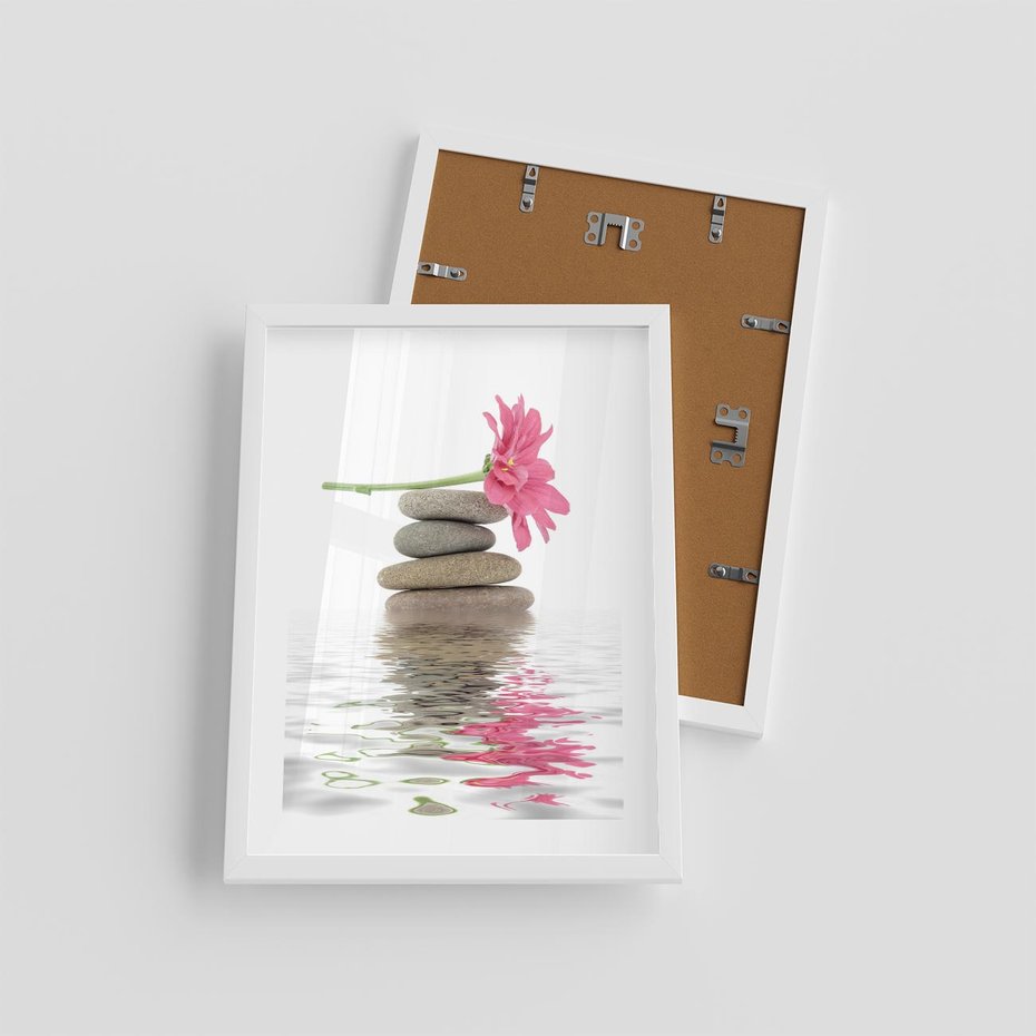 Plakat w ramie 30x40 - Kwiatowe japońskie spa - japońskie, spa - rama biała