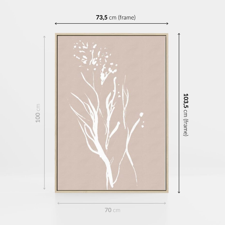 Obraz w ramie 70x100 - Impresje Pastelowych Nastrojów - minimalistyczny delikatny obraz, beżowe odcienie - rama drewno