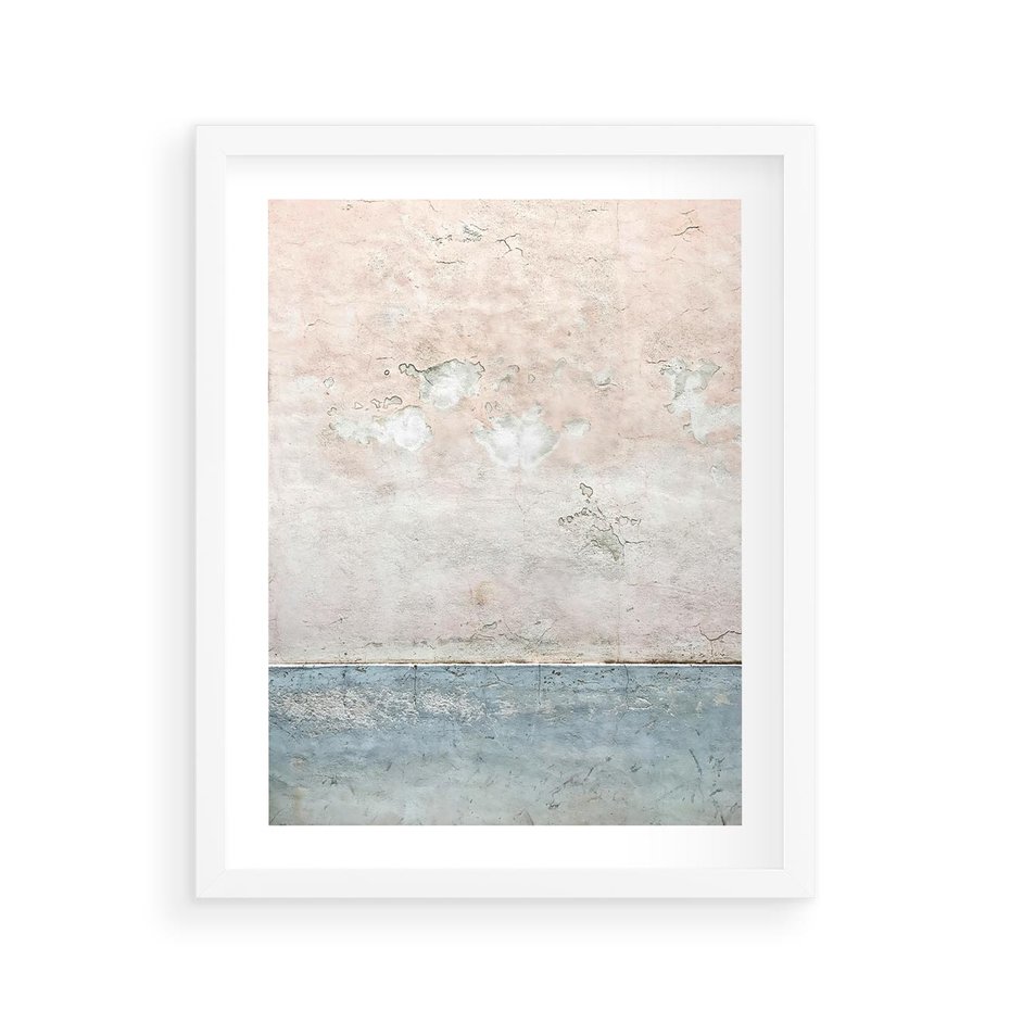 Plakat w ramie 40x50 - Obraz Starej Ściany z Delikatnymi Odcieniami - ściana, stara ściana - rama biała