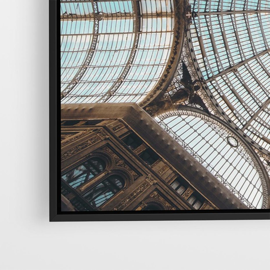 Obraz w ramie 100x70 - Magia Sklepienia - sklepienie, szklany dach - rama czarna