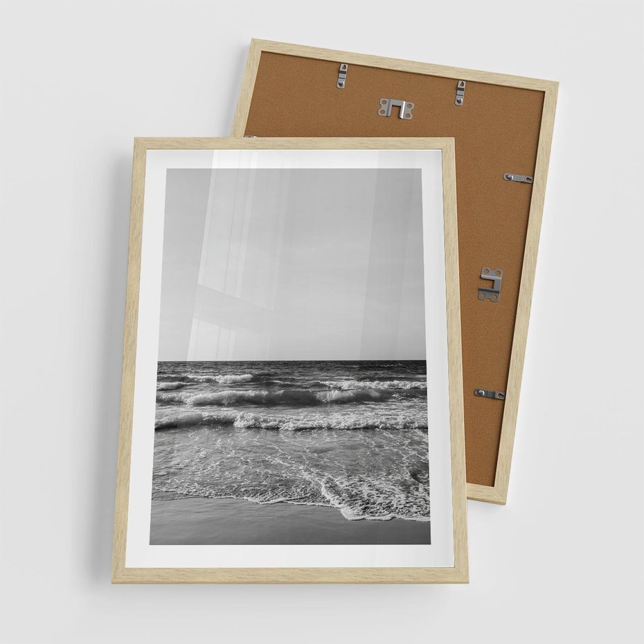 Plakat w ramie 50x70 - Słuchaj Śpiewu Fal - morze, fale - rama drewno