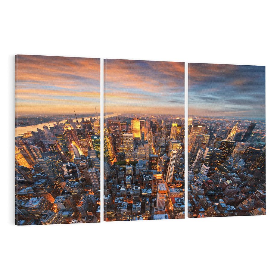 Obraz na płótnie 120x80 - Zachód słońca nad Nowym Jorkiem - New York, zachód