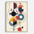 Obraz w ramie 50x70 - Rozbijające Barwne Granice - abstrakcyjna geometryczna kompozycja, koła linie - rama drewno