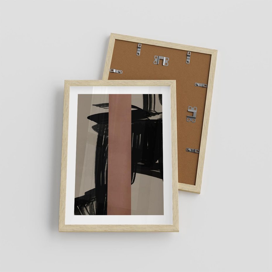 Plakat w ramie 30x40 - Niezwykłe Przeobrażenia - abstrakcja, czarne splatane linie - rama drewno