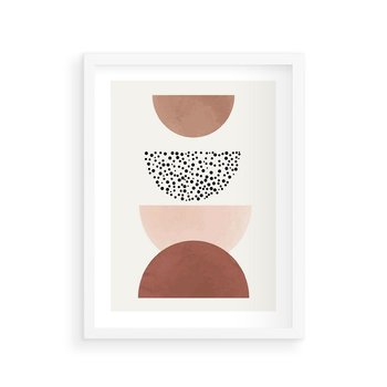 Plakat w ramie 40x50 - Geometryczna Harmonia w Brązach i Beżach - geometryczne kształty, brązy i beże - rama biała