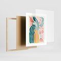 Plakat w ramie 40x50 - Kolorowe Pasmo - abstrakcyjne kwiaty w wazonie, pdastelowe kolory - rama drewno