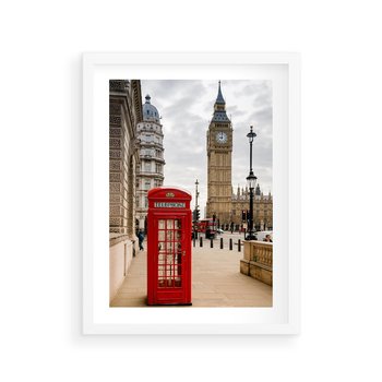 Plakat w ramie 40x50 - Symbol Big Benu - Londyn, budka - rama biała