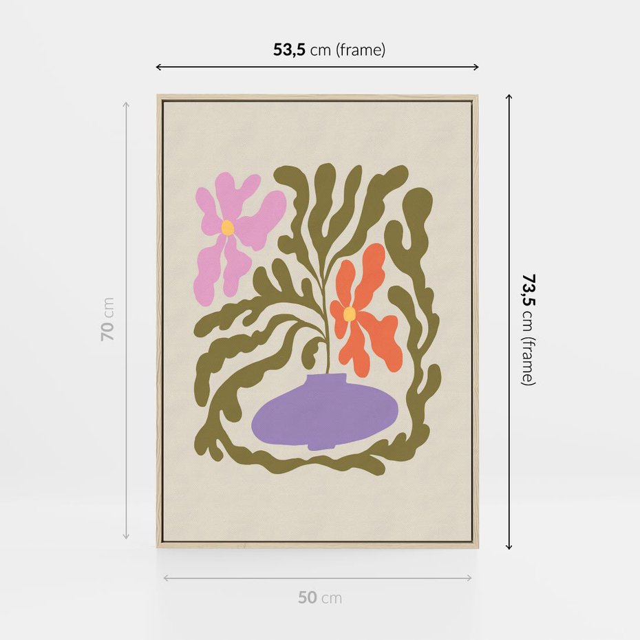 Obraz w ramie 50x70 - Kolorowe Echa - kwiaty, abstrakcja - rama drewno