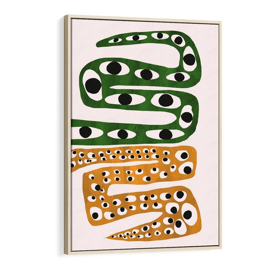 Obraz w ramie 70x100 - Mroczne Wypaczenia - abstrakcyjny obraz, dziwne kształty - rama drewno