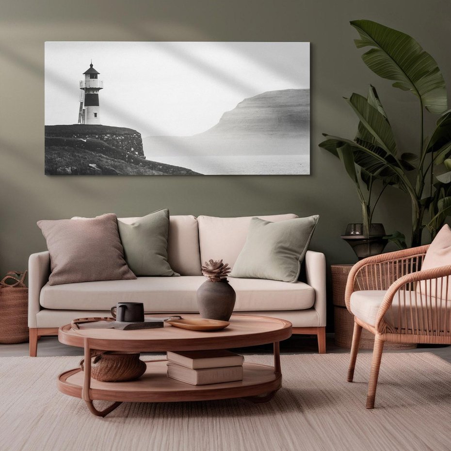Obraz na płótnie 100x50 - Wiszące na horyzoncie wspomnienia - latarnia morska, klif
