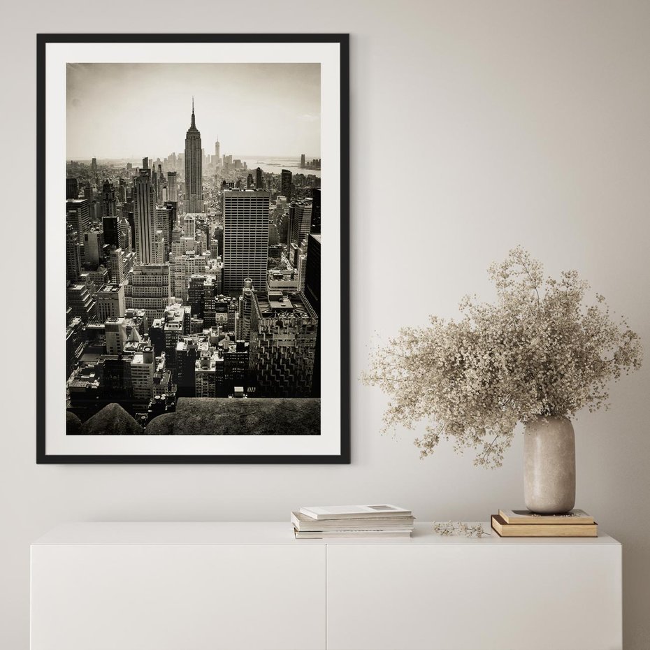 Plakat w ramie 30x40 - Dusza wielkiego miasta - Manhattan, Nowy Jork - rama czarna