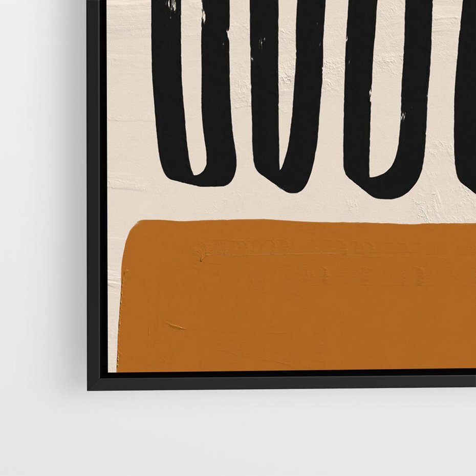 Obraz w ramie 50x50 - Boho Impulsy Kreatywności - abstrakcyjny plakat, brąz - rama czarna