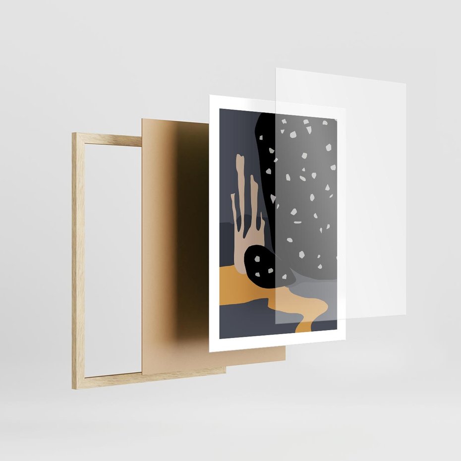 Plakat w ramie 50x70 - Formy Szarości - ciemny, mroczny plakat - rama drewno