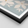 Plakat w ramie 50x70 - Błękit Kwiatów - kwiaty, nowoczesne i minimalistyczne - rama czarna