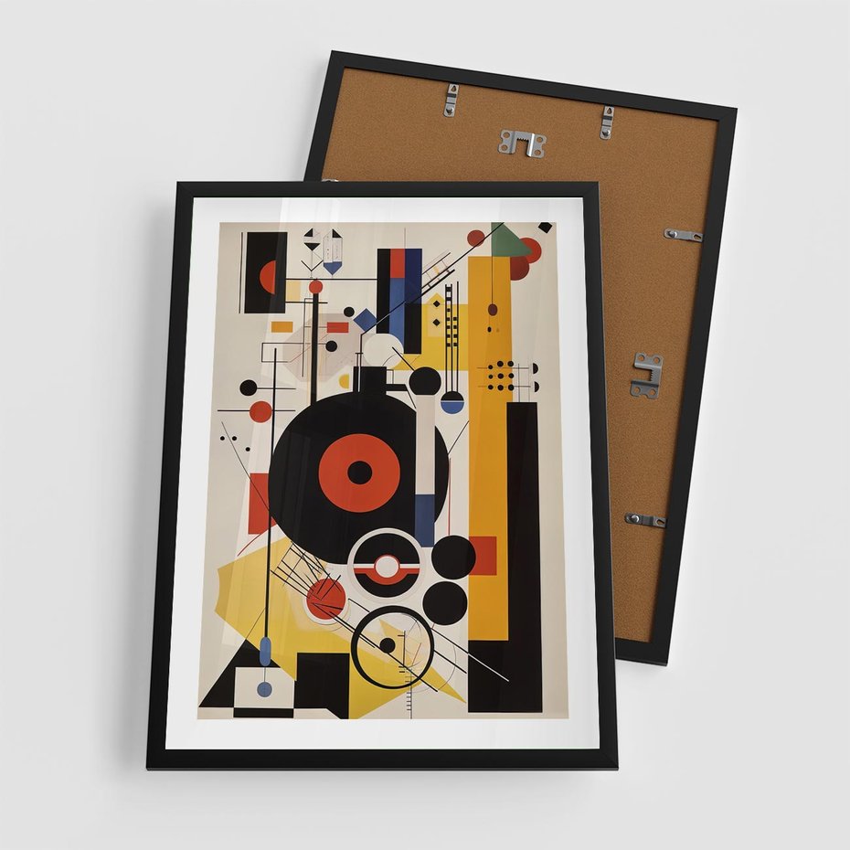 Plakat w ramie 50x70 - Wnętrza Refleksyjnego Światła - modernistyczny obraz, styl bauhaus - rama czarna