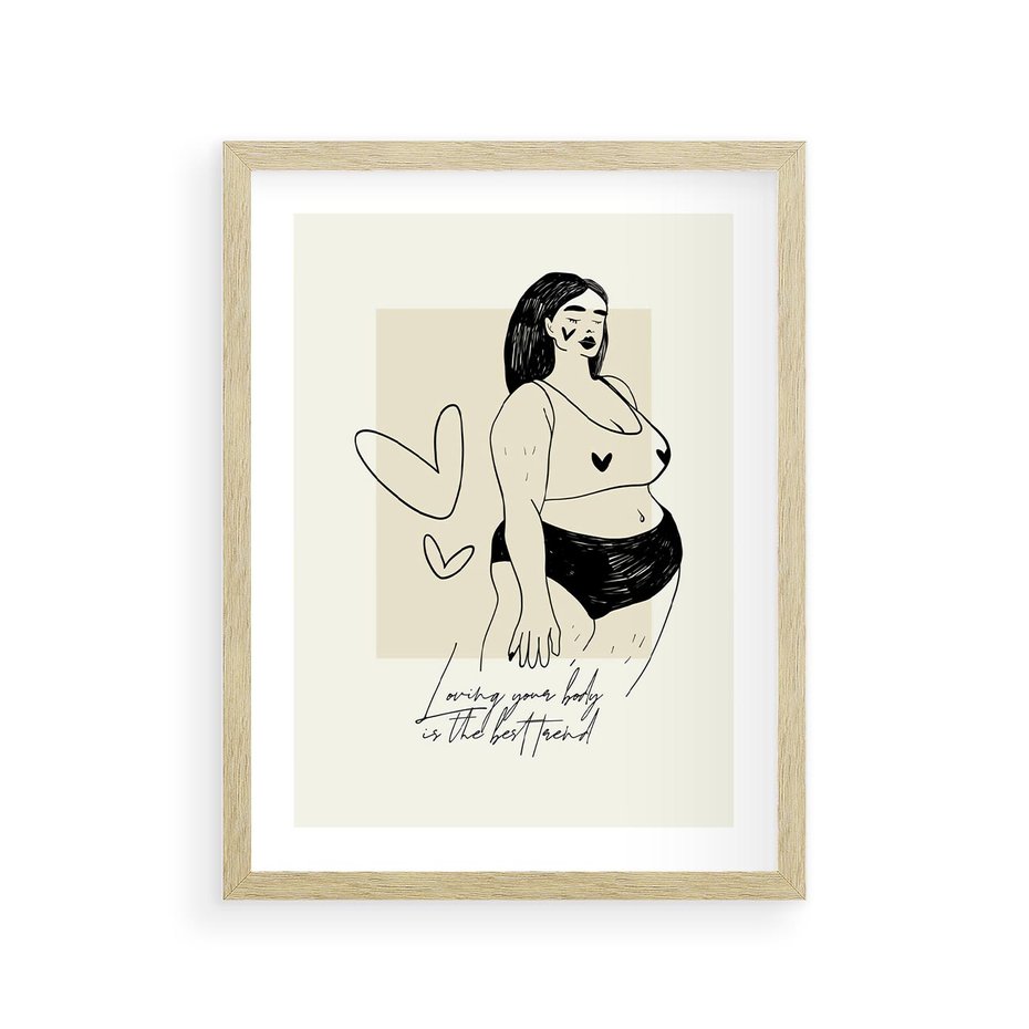 Plakat w ramie 30x40 - Moc to Ona - rysunek, sztuka nowoczesna - rama drewno