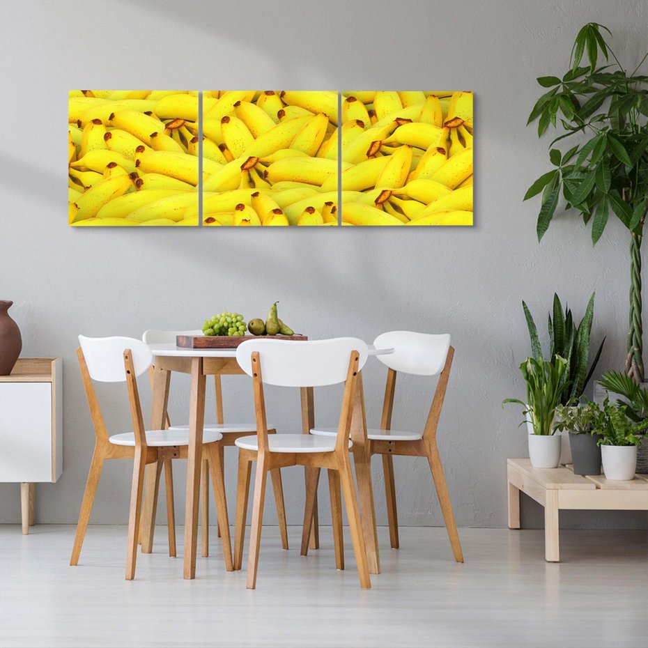 Obraz na płótnie 150x50 - Banany Owocowy Uśmiech - banany, owoce