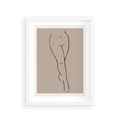 Plakat w ramie 30x40 - Intrygujące Szkice - mnimalistyczny akt kobiecy, beżowa tonacja - rama biała