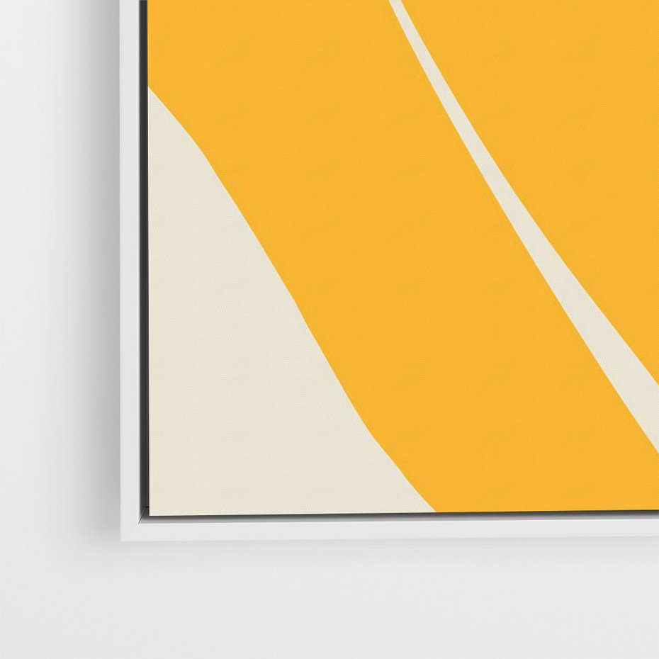 Obraz w ramie 50x70 - Migocące Formy - abstrakcyjny minimalistyczny obraz, żółta papryczka - rama biała