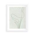 Plakat w ramie 40x50 - Zielona Równowaga Linii - abstrakcyjne delikatne zielone linie, nowoczesny plakat - rama biała