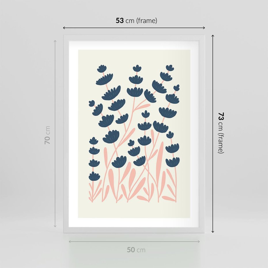 Plakat w ramie 50x70 - Migotliwe Kształty - kwiaty, rośliny - rama biała
