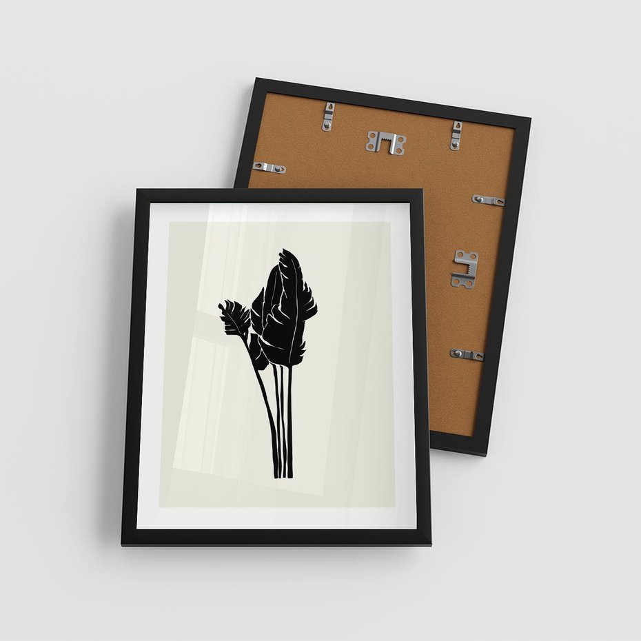 Plakat w ramie 40x50 - Elegancja Palm - nowoczesna sztuka, minimalistyczny styl - rama czarna
