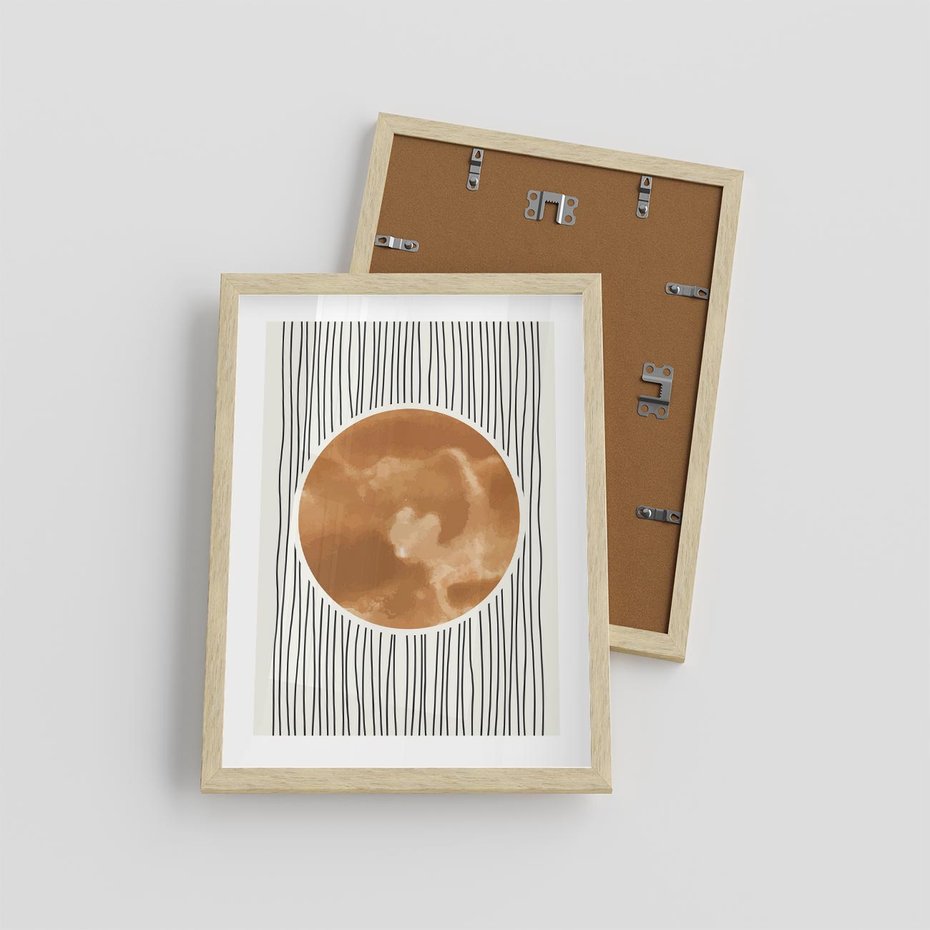 Plakat w ramie 30x40 - Eteryczne Krągłe Echa - boho obraz, geometria - rama drewno