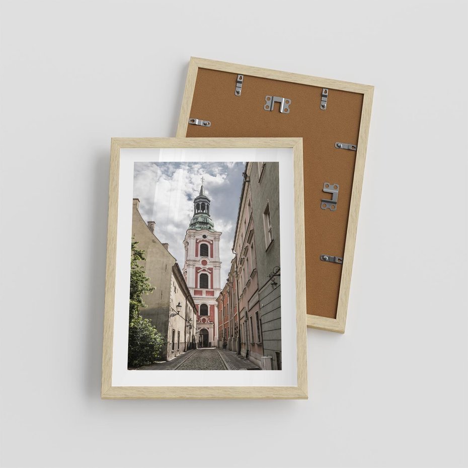 Plakat w ramie 30x40 - Magia perspektywy uliczki - uliczka, perspektywa - rama drewno