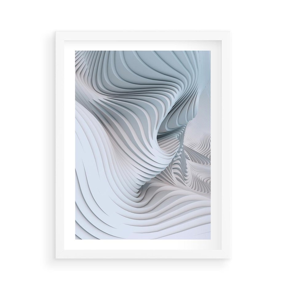 Plakat w ramie 50x70 - Abstrakcyjne Przestrzenie - geometria, 3D - rama biała