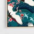 Obraz w ramie 50x50 - Żurawie Wachlarze - orientalne japońskie żurawie, grafika - rama drewno