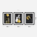 Zestaw obrazy w ramie 30x40 galeria - Złoto, liście, monstery - rama czarna