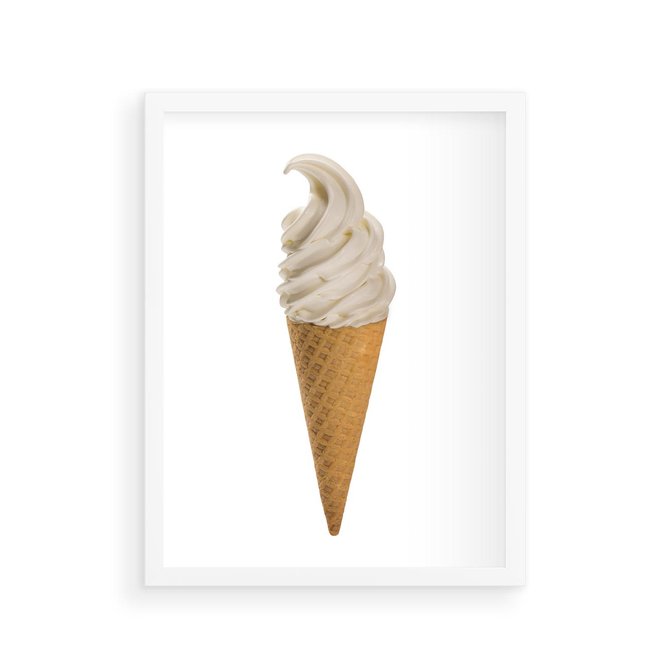 Plakat w ramie 30x40 - Rozkoszna Chłodząca Radość - lody, lód - rama biała