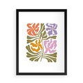 Plakat w ramie 50x70 - Rozplątane Wizje - abstrakcyjne kolorowe kwiaty, minimlizm - rama czarna