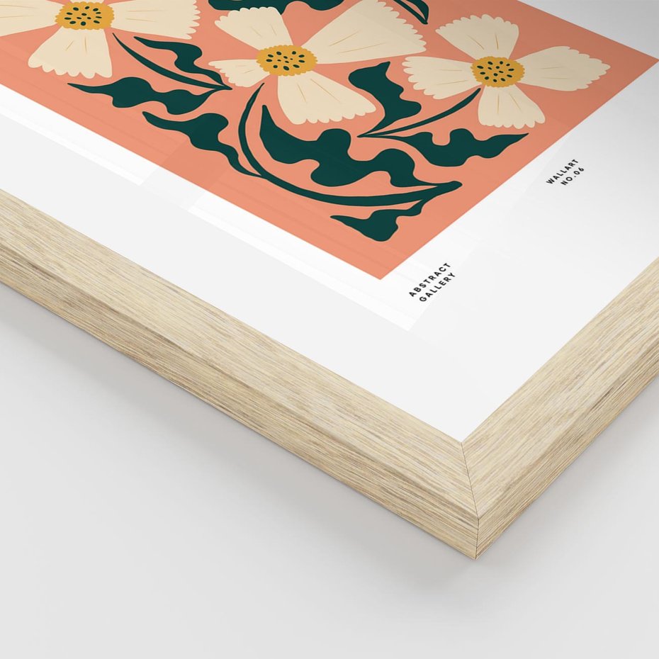 Plakat w ramie 40x50 - Refleksje w roślinnym odbiciu - kwiatowa kompozycja, minimalizm - rama drewno