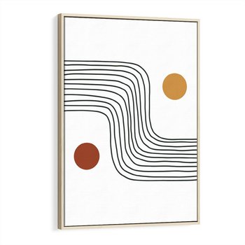 Obraz w ramie 80x120 - Kontury Harmonii - nieregularne linie, koła - rama drewno
