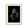Plakat w ramie 30x40 - Czarna pantera: majestat i siła - czarna, pantera - rama drewno
