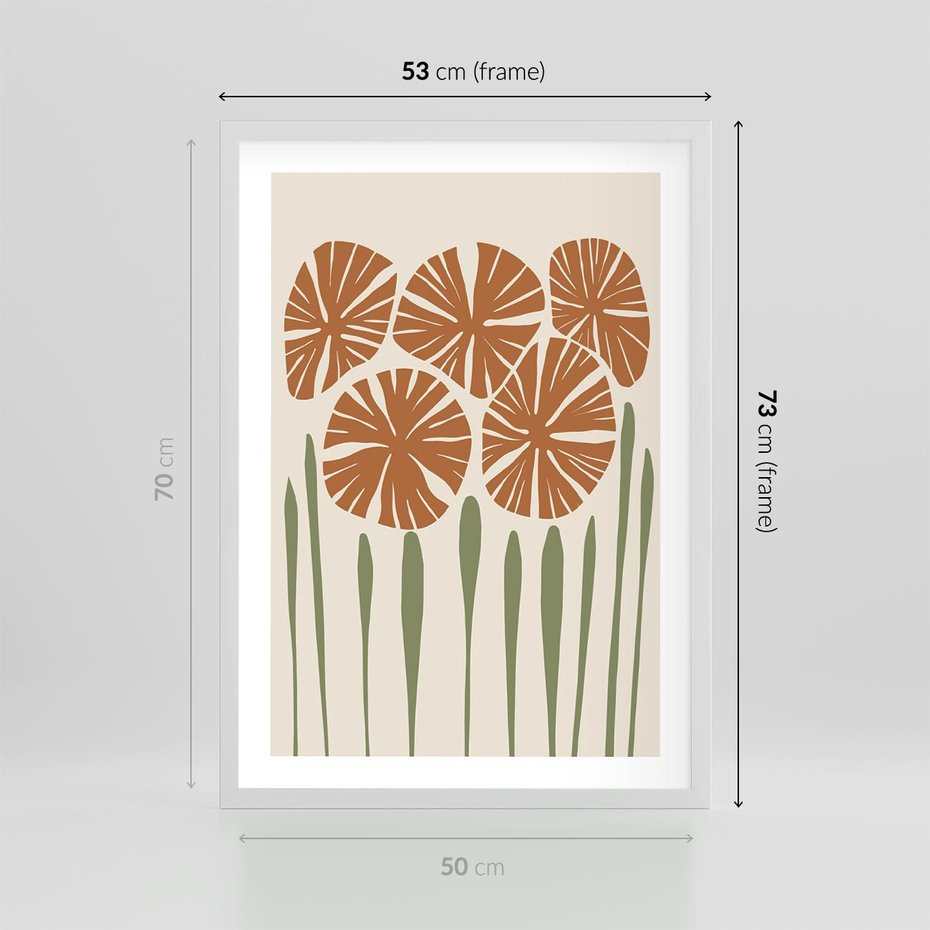 Plakat w ramie 50x70 - Akwarelowe Echa Przyrody - kwiaty, nowoczesny plakat - rama biała