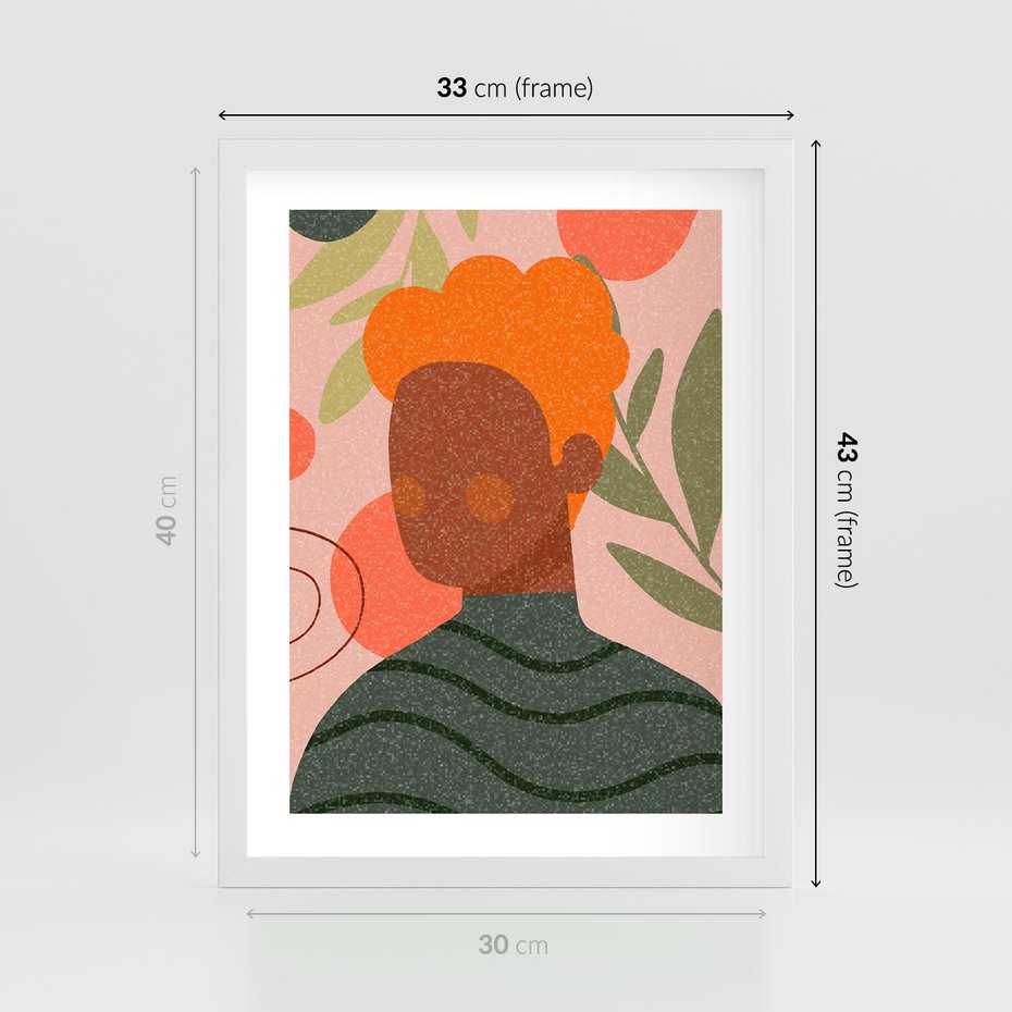 Plakat w ramie 30x40 - Kobieca Przestrzeń - nowoczesny plakat, styl retro - rama biała