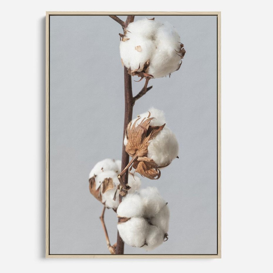 Obraz w ramie 50x70 - Bawełniana boho miękkość - bawełna, boho - rama drewno