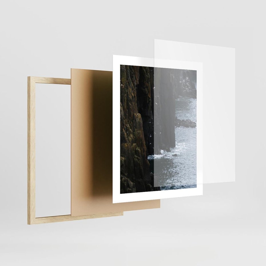 Plakat w ramie 40x50 - Piękno norweskich krajobrazów - fiordy, morze - rama drewno