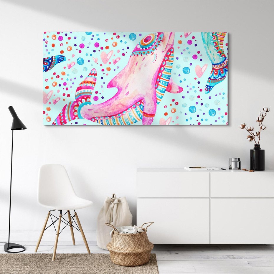 Obraz na płótnie 100x50 - Lekkość W Ruchu - delfin, akwarela