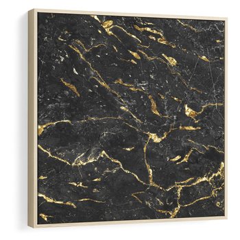 Obraz w ramie 50x50 - Egzotyczny Blask - marmur, złoto - rama drewno