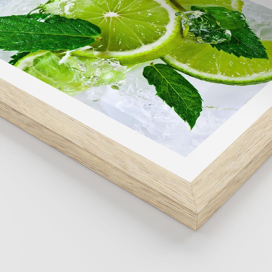 Plakat w ramie 40x50 - Ożywczy duet limonek i cytryn - limonki, cytryny - rama drewno