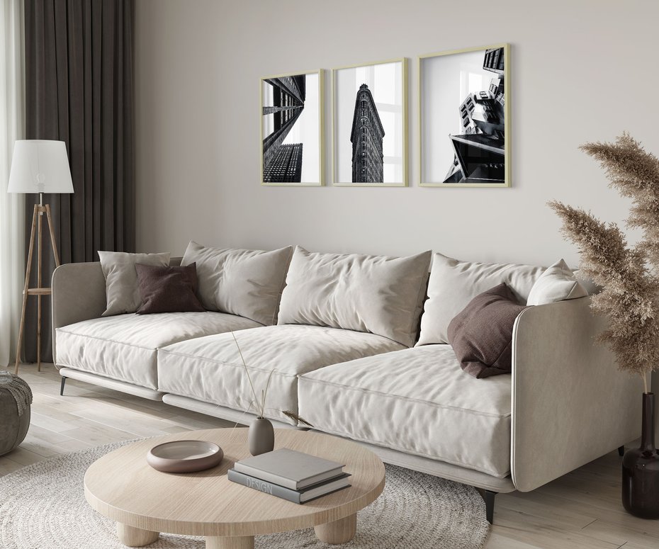 Zestaw obrazy w ramie 30x40 galeria - Architektura, budynki, czarno, biały - rama drewno