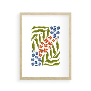 Plakat w ramie 30x40 - Splątane Granice - kwiaty, sztuka nowoczesna - rama drewno