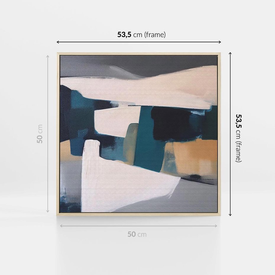 Obraz w ramie 50x50 - Turkusowe Maźnięcia - obraz, abstrakcja - rama drewno