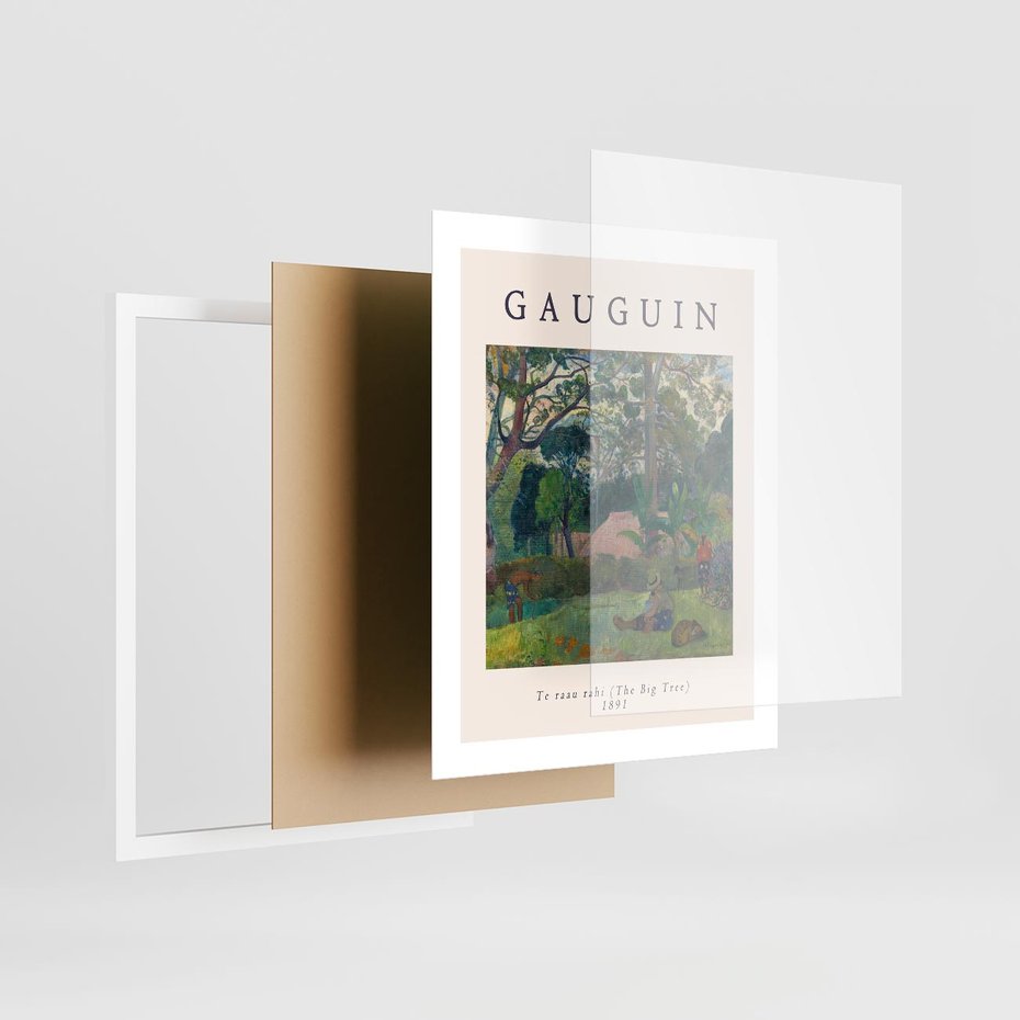 Plakat w ramie 40x50 - Gauguin: Reprodukcja i Typografia - Gauguin, reprodukcja - rama biała
