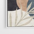 Obraz w ramie 50x50 - Symfonia skradzionych chwil - cienie liści palmy, beżowe tłó - rama biała